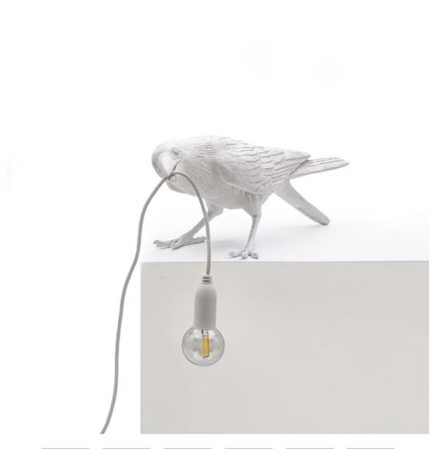 The Raven Bird Table Lamp - Artistic Resin Wall Light with Edison Bulb for Bedroom, Living Room, and Office Decor