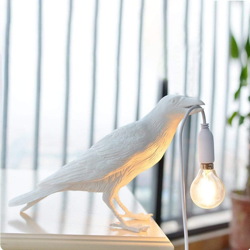 The Raven Bird Table Lamp - Artistic Resin Wall Light with Edison Bulb for Bedroom, Living Room, and Office Decor