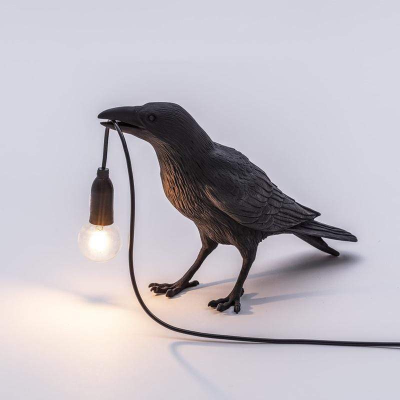 The Raven Bird Table Lamp - Artistic Resin Wall Light with Edison Bulb for Bedroom, Living Room, and Office Decor