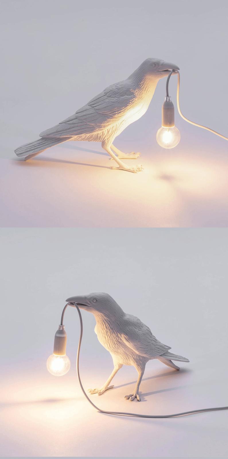 The Raven Bird Table Lamp - Artistic Resin Wall Light with Edison Bulb for Bedroom, Living Room, and Office Decor