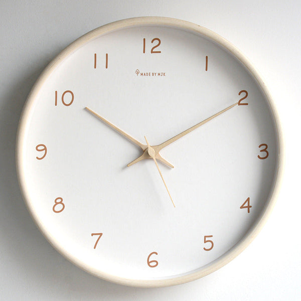 Simple Solid Wood Analogue Wall Clock for Home