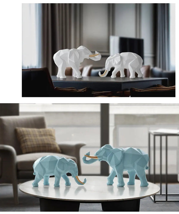 Abstract Elephant Figurine Set