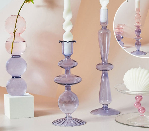 Aesthetic Lilac Wavy Candle Holders