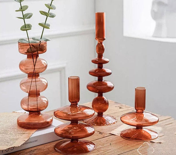 Aesthetic Brown Wavy Candle Holders