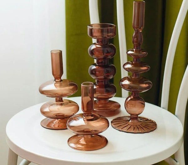 Aesthetic Brown Wavy Candle Holders