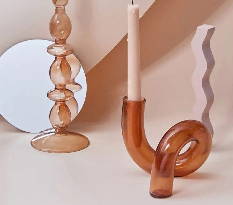 Aesthetic Brown Wavy Candle Holders