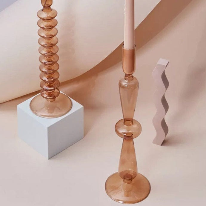 Aesthetic Brown Wavy Candle Holders