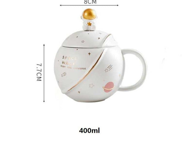 Aesthetic Ceramic Astronaut Galaxy Mug with Lid