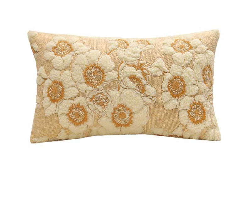 Aesthetic Floral Sunflower Embroidered Pillow Cover