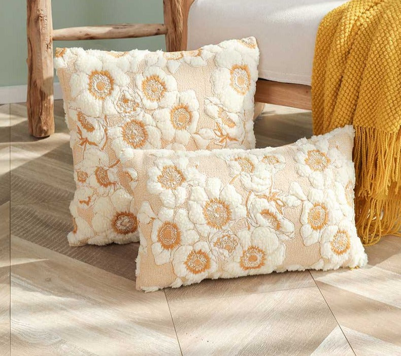 Aesthetic Floral Sunflower Embroidered Pillow Cover