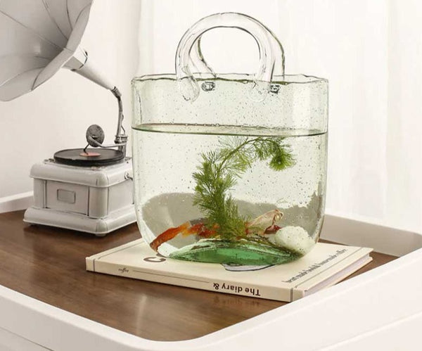 Aesthetic Flower Glass Basket Vase/ Fish Tank