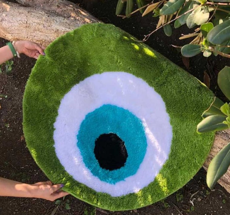 Aesthetic Tufted Fluffy Evil Eye Rug