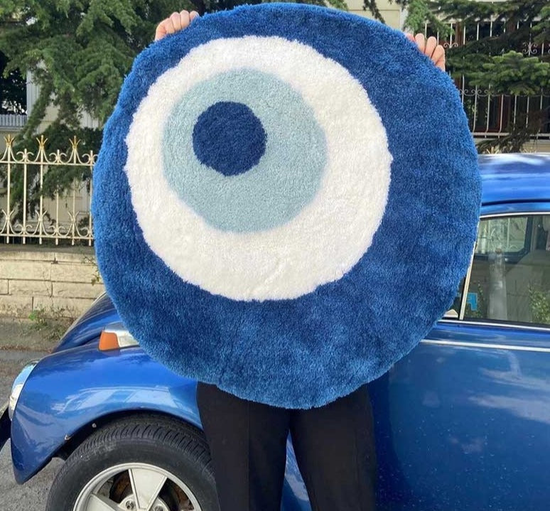 Aesthetic Tufted Fluffy Evil Eye Rug