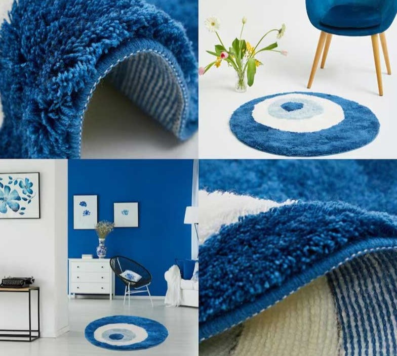 Aesthetic Tufted Fluffy Evil Eye Rug