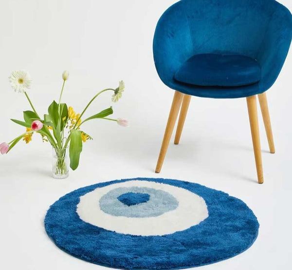 Aesthetic Tufted Fluffy Evil Eye Rug