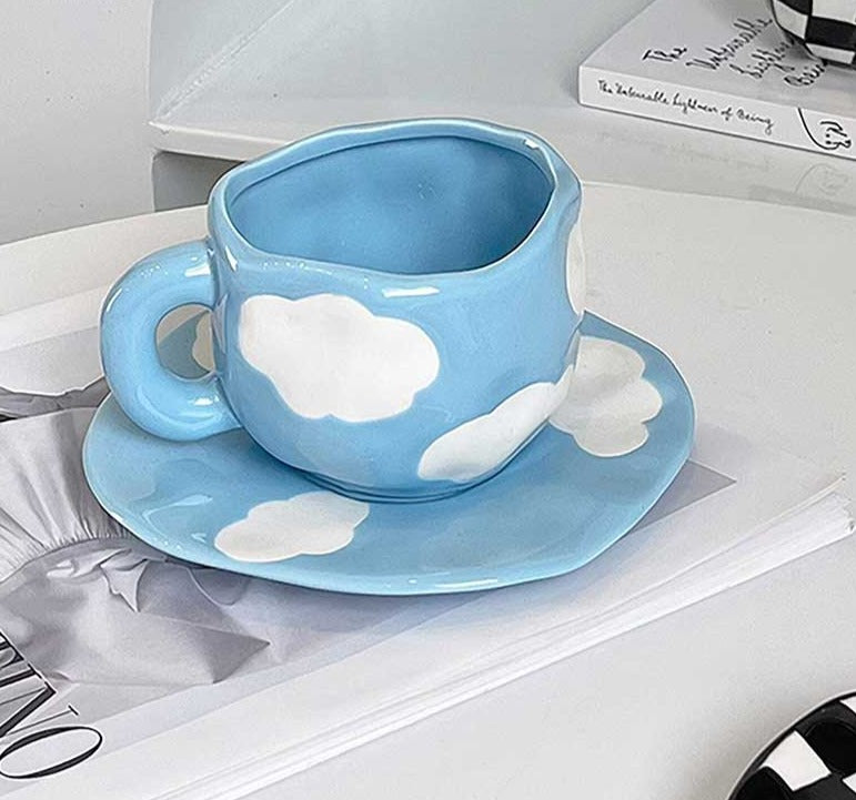 Blue Ceramic Cloud Mug Set