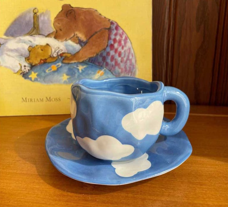 Blue Ceramic Cloud Mug Set