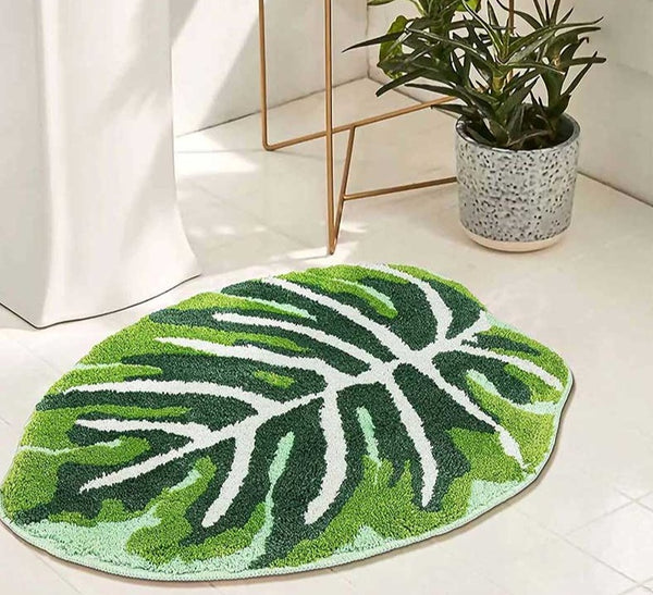 Boho Non Slip Soft Tropical Leaf Bath Mat