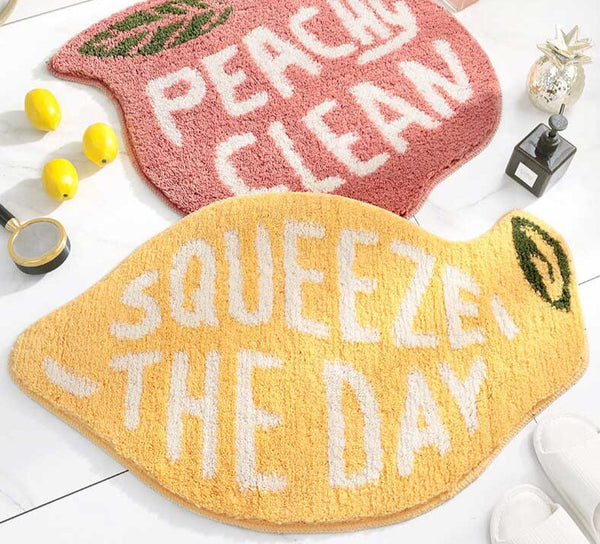 Boho Washable Non Slip Lemon Peach Bath Mat