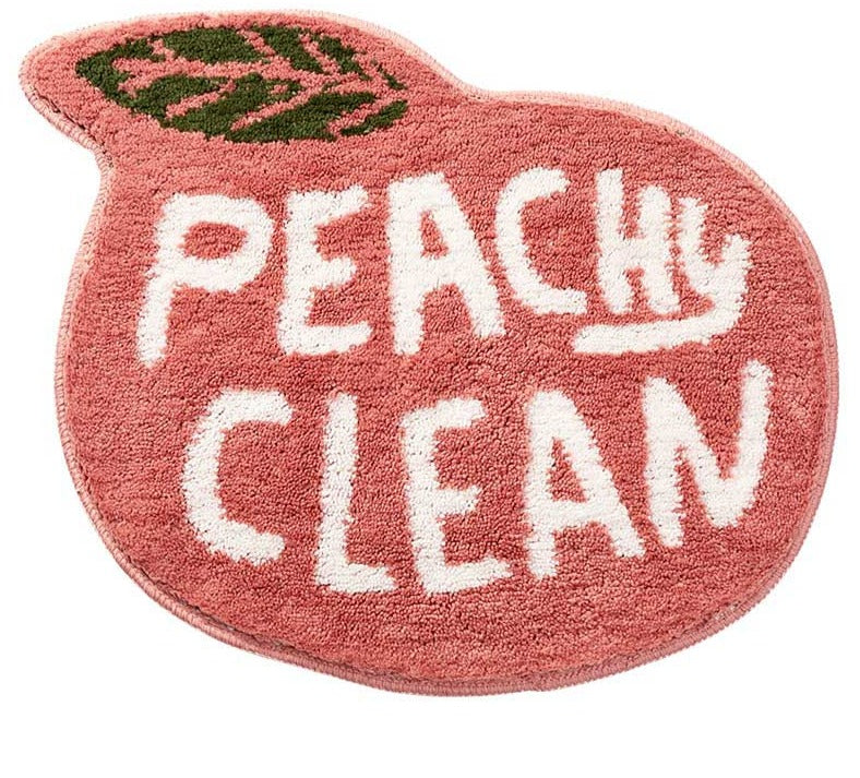 Boho Washable Non Slip Lemon Peach Bath Mat