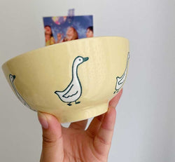 Creamy Pasta Ceramic Duck Bowl Plate Set