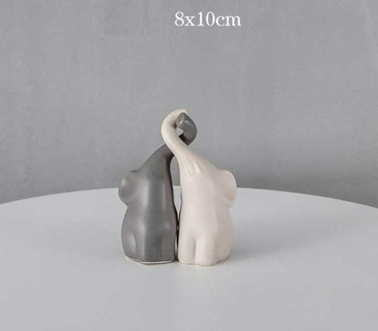 Creative Ceramic Twin Elephants Table Ornaments