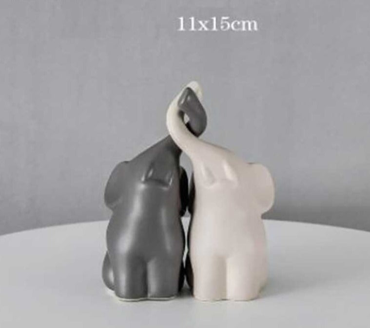 Creative Ceramic Twin Elephants Table Ornaments