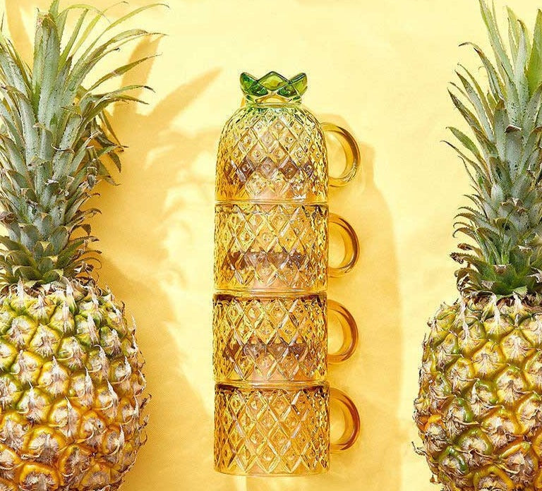 Creative Glass Pineapple Cup Set 4