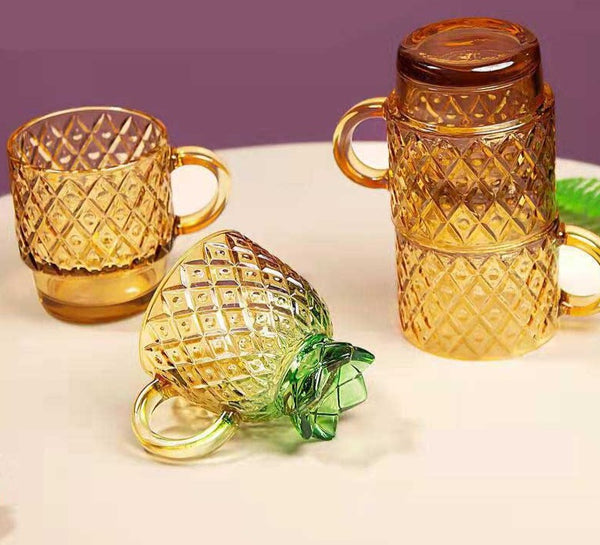 Creative Glass Pineapple Cup Set 4