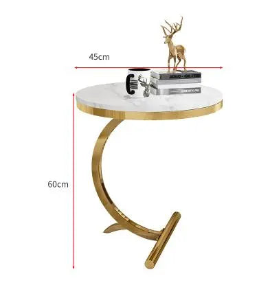 Curve Marble and Brass Side Table