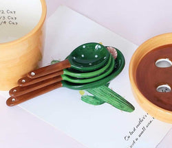 Cute Ceramic Cactus Measuring Spoons In Pot