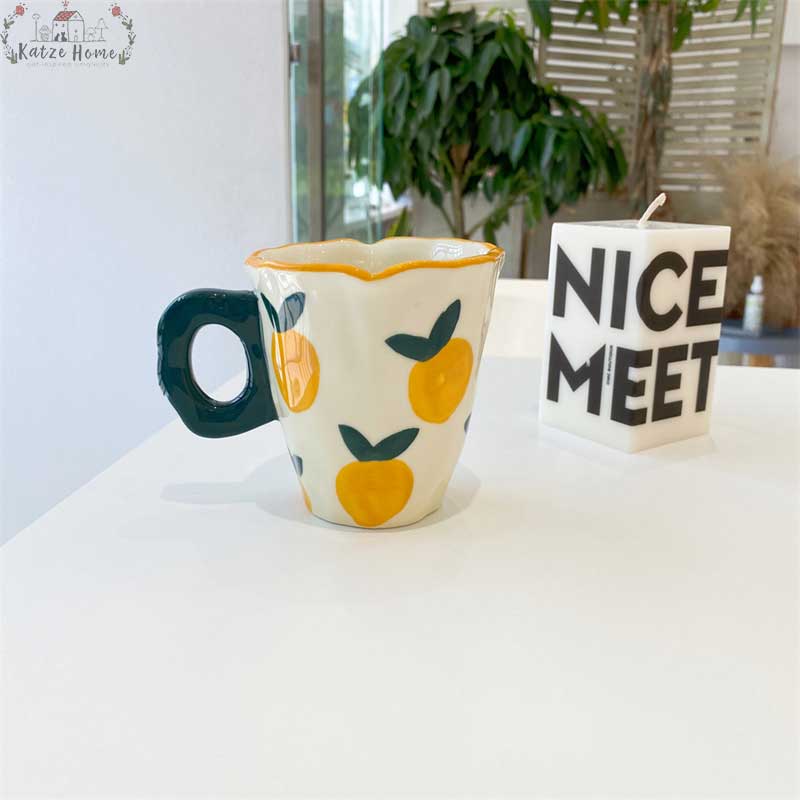 Cute Cloud Bear Tulip Orange Checkered Aesthetic Mugs