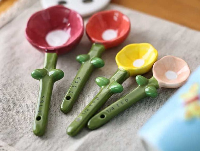 Cute Flower Ceramic Measuring Spoons