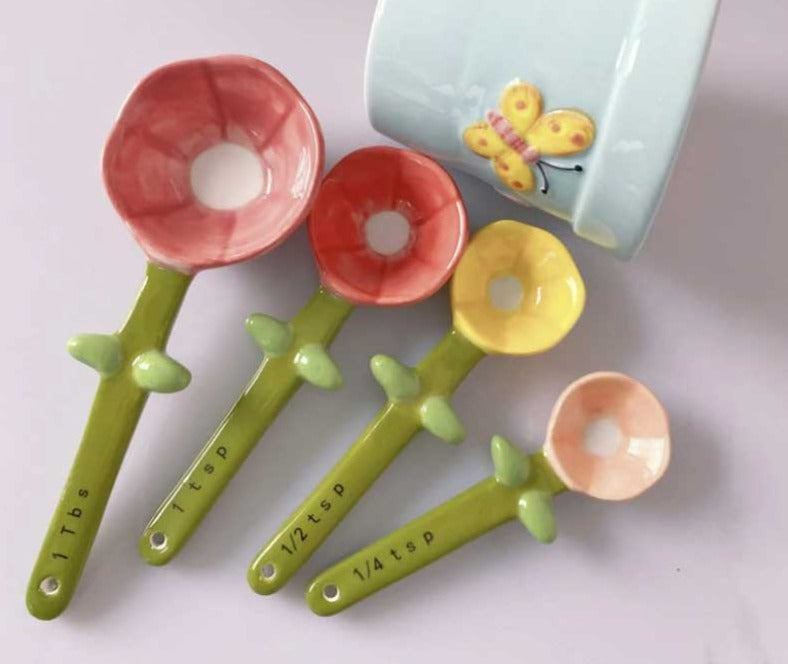 Cute Flower Ceramic Measuring Spoons