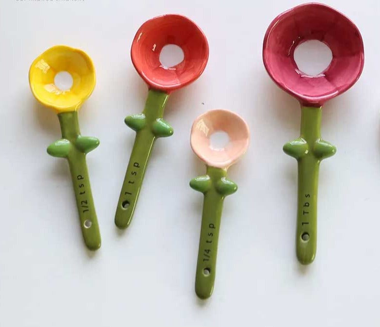 Cute Flower Ceramic Measuring Spoons