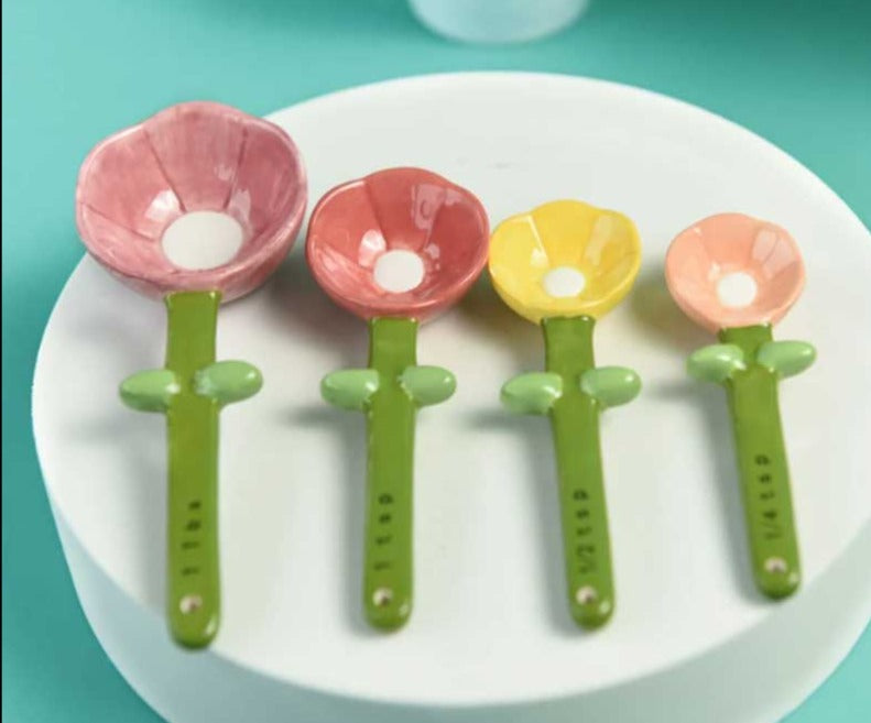 Cute Flower Ceramic Measuring Spoons