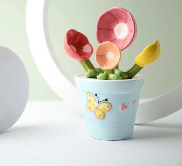 Cute Flower Ceramic Measuring Spoons