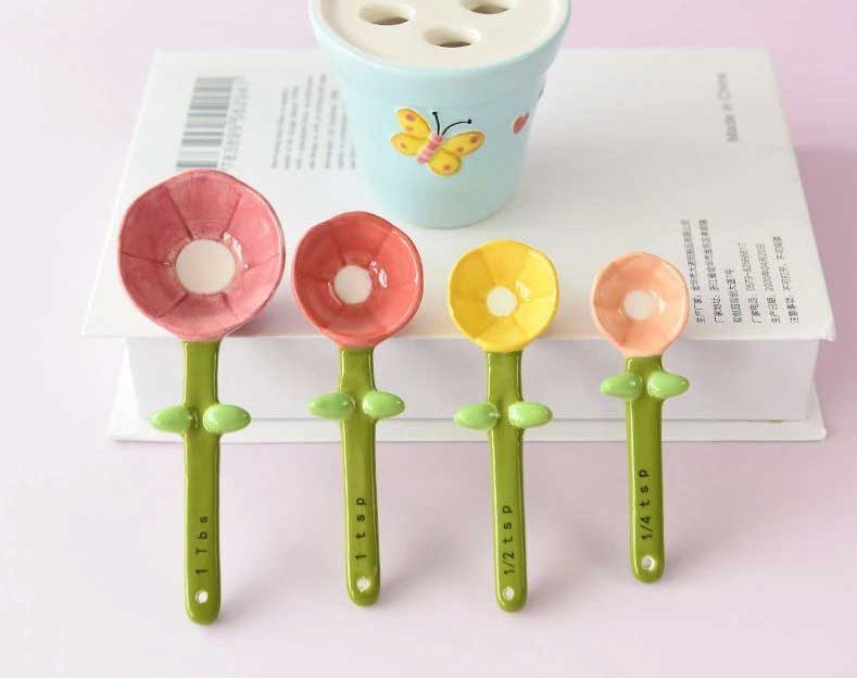 Cute Flower Ceramic Measuring Spoons