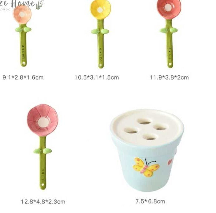 Cute Flower Ceramic Measuring Spoons