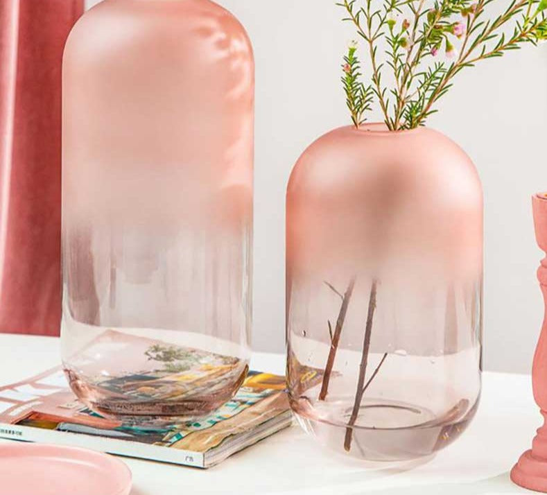 Dreamy Aesthetic Pink Frosted Glass Vase