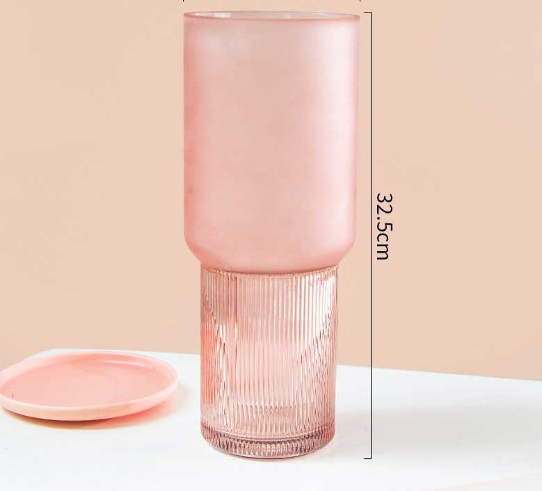 Dreamy Aesthetic Pink Frosted Glass Vase