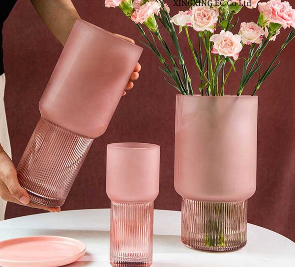 Dreamy Aesthetic Pink Frosted Glass Vase