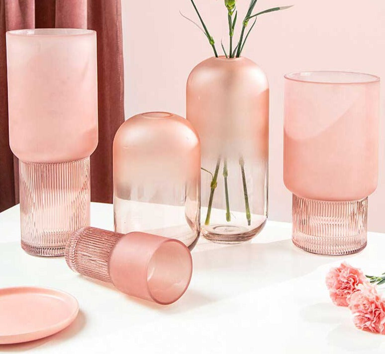 Dreamy Aesthetic Pink Frosted Glass Vase