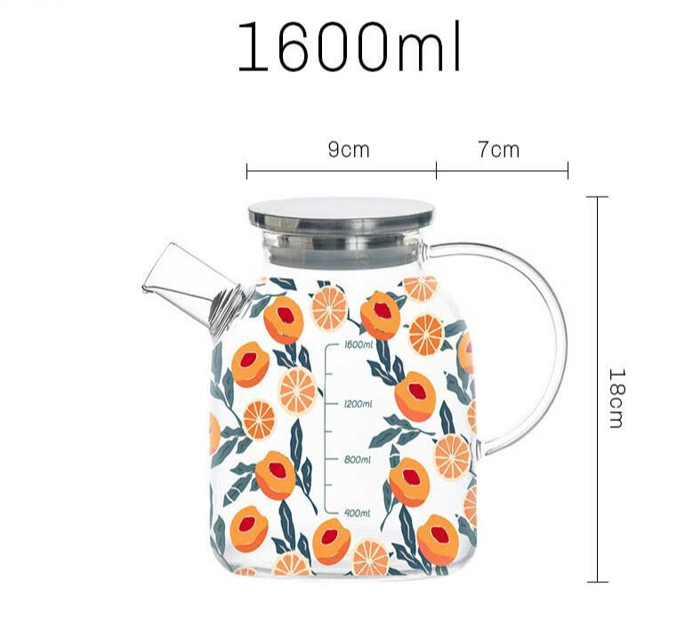 Glass Fruit Orange Juice Pitcher Mug Set