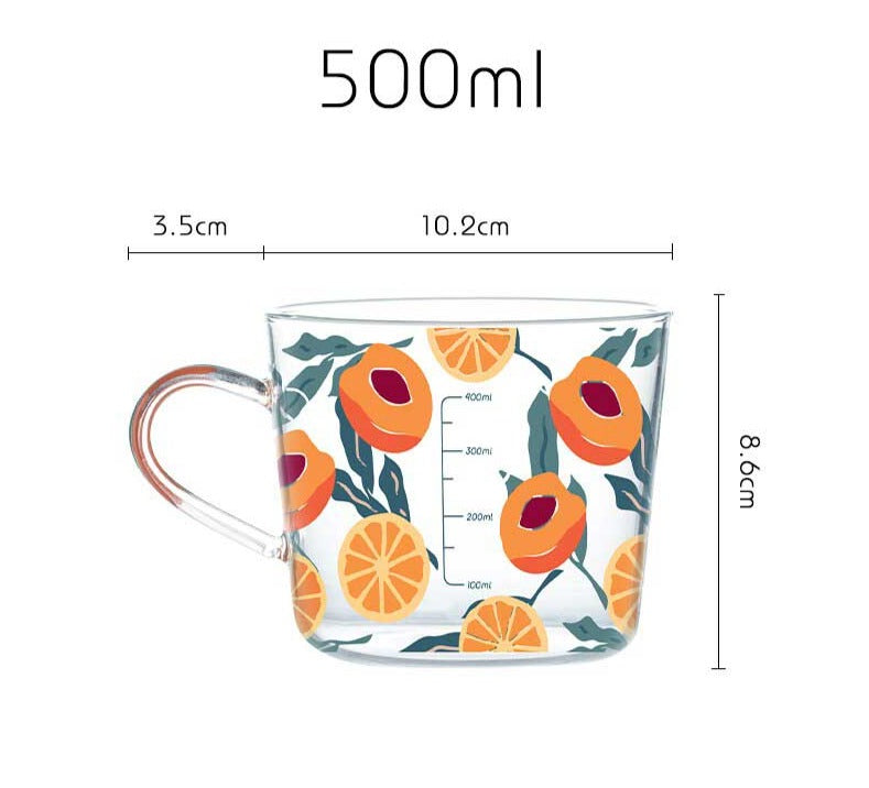 Glass Fruit Orange Juice Pitcher Mug Set