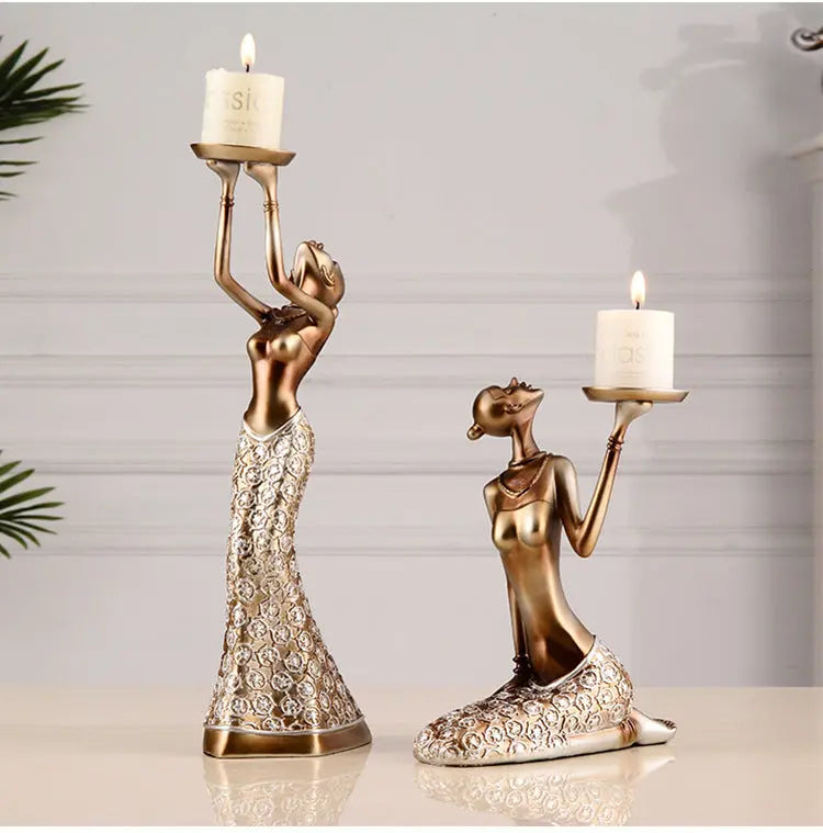 Golden Lady Candle Holders