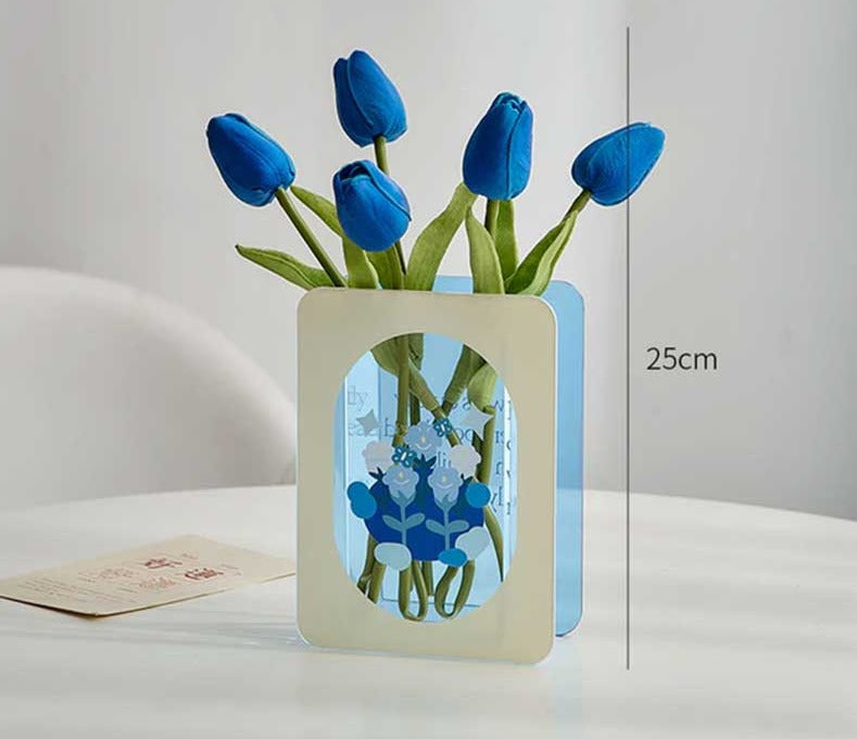 Green/Blue Flower Acrylic Book Vase