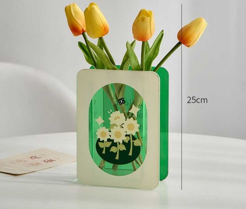 Green/Blue Flower Acrylic Book Vase