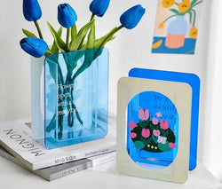 Green/Blue Flower Acrylic Book Vase