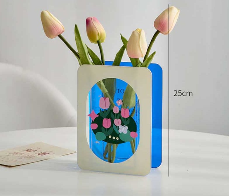 Green/Blue Flower Acrylic Book Vase